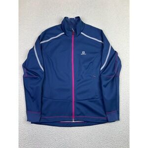 Salomon Jacket Mens XL Blue AdvancedSkin Shield Softshell Running Reflective